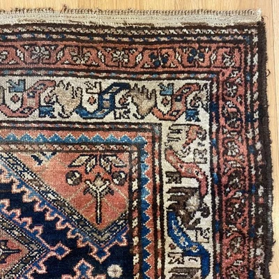 Vintage Rug 3' 10 x 5' 11  Blue Tribal Hand Knotted Oriental Rug - Image 1 of 4