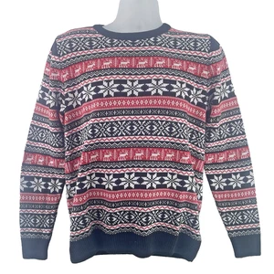Maglione natalizio britannico rosso cervo lavorato a maglia maglione natalizio da uomo, nero/rosso S - Foto 1 di 17