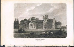 Engraving Beauties of England & Wales c1802 BISHAM ABBEY BERKSHIRE F NASH - Bild 1 von 2