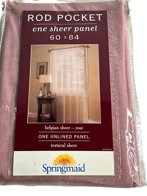 Sheer Rose Mauve Colored Curtain Panel  60 x 84 New Springmaid Belgian Whimsical - Image 1 of 4