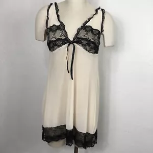 Marilyn Monroe intimo grande babydoll slip da notte panna nero pizzo trasparente - Foto 1 di 11