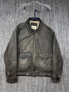 G3 Bomber G-III Flight Jacket Mens L Brown Leather Full Zip Map Lined - Picture 1 of 11