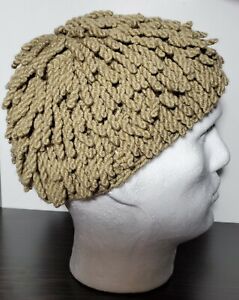 Billy Gibbons ZZ Top inspired African Nudu Hat. Dreadlocks crochet beanie. Taupe