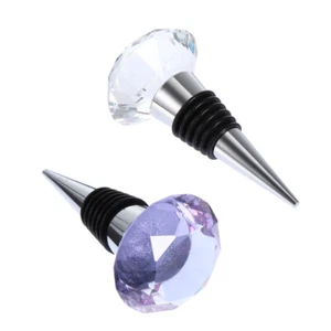 2Pcs Wine Stoppers with Crystal Assorted Color Beverage Bottle Stopper - Picture 1 of 8