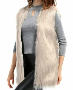 NWT PERSUN WOMENS TAN FAUX FUR LINED VEST SIZE L - Picture 1 of 3