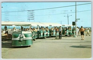 1970 OCEAN CITY MARYLAND MD BOARDWALK TRAIN TRAM BEACH RESORT VINTAGE POSTCARD - Picture 1 of 2