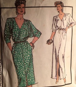 CUT VINTAGE 'STYLE' 4671 DEEP SLEEVE PULLOVER DRESS C 1980s - 16-20 - Picture 1 of 3