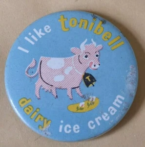 Vintage Promo Advertising Pin Badge TONIBELL DAIRY ICE CREAM, c1960s, 32mm - Picture 1 of 2