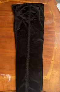 Pantalones para mujer Emanuel Ungaro de terciopelo negro con bordado talla 10/44 de colección años 80 - Imagen 1 de 10