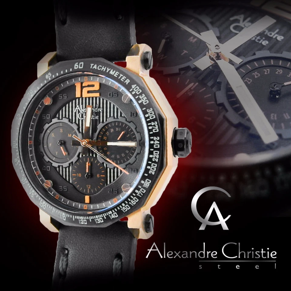 Alexandre Christie 6373BF Women's Sport Wrist Watch 37mm VX3J Case Leather Strap - Image 1 of 4