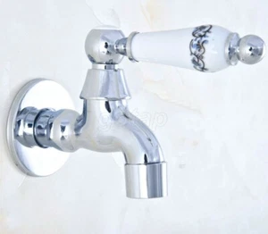 Polished Chrome Brass Ceramic handle Mop pool Basin Faucet Mixer Washing Tap - Picture 1 of 7