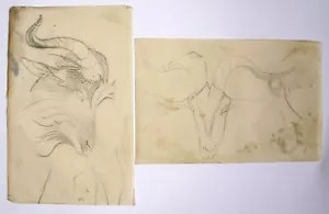 Sven Berlin (1911-1999) 2 x frühe Bleistiftzeichnungen von Ziege, ca. 50er Jahre, Pathe. - Bild 1 von 5