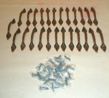 Lot 25 Ornate Cabinet Handles/Pulls Coppertone Deco Style A 1330 Ribbed