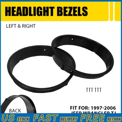 2x Cubierta de ajuste de lámpara de luz de faro delantero para Jeep Wrangler TJ Accesorios 97-06 Foto 1 de 4