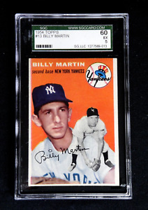 ORIGINAL BILLY MARTIN 1954 TOPPS BASEBALL CARD #13 SGC 5 EXCELLENT NY YANKEES