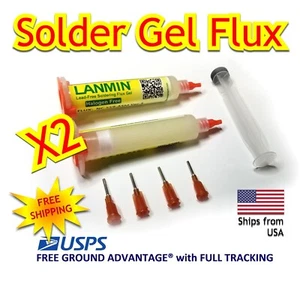LANMIN NC-559-ASM No-Clean Tacky Gel Solder Flux 10cc X2 Kit - Picture 1 of 4