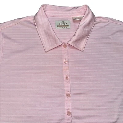 EP Pro Tour Tech Women's XXL Collard Golf Polo Shirt Pink White Stripes - Image 1 of 4