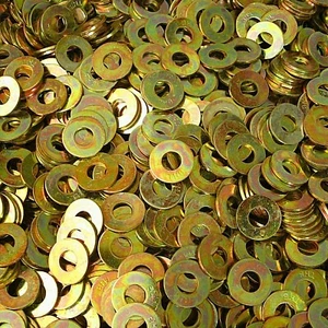 (1,000) 1/4" USS Thru-Hardened Grade 8 Flat Washer Yellow Zinc - Picture 1 of 5