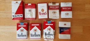 Zigarettenschachtel, Label M, leer, 9 Stück, ohne Gesundheitshinweis - Bild 1 von 3