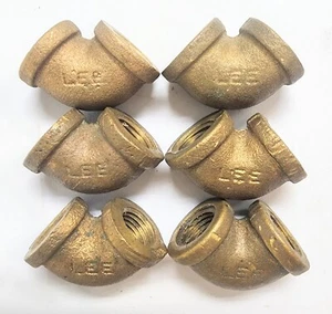 1/4" FNPT CAST BRASS 90° ELBOWS (LOT OF 6) 1/4" FNPT TO 1/4" FNPT - Picture 1 of 5