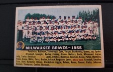 1956 Milwaukee Braves 95 Team card white back Aaron