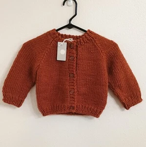 NWT The Blueberry Hill Burnt Orange Rust Colored Large Knit Cardigan Unisex 4/6 - Picture 1 of 6