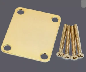 Gnuine USA Fender Strat Tele 4 Bolt NO Logo Neck Plate Plain Standard GOLD - Picture 1 of 2