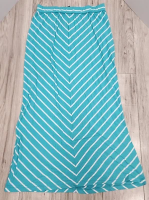 Saia elástica feminina Faded Glory tamanho L 12/14 listrada jersey linha A - Imagem 1 de 4