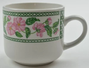 Farberware Botanica Pattern 3059 Flat Cup Stoneware China Dinnerware Floral Pink - Picture 1 of 7