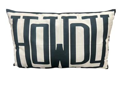 Howdy Throw Pillow Covers Set of 4 Zippered Black Khaki Texas 12x20" NEW - Image 1 of 4