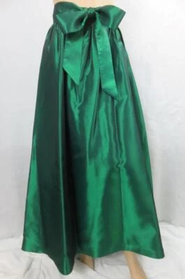 Maxi Falda de Noche Chetta B Verde Esmeralda Satinado Forrada con Cinturón Cremallera Lateral Talla 2 Foto 1 de 4