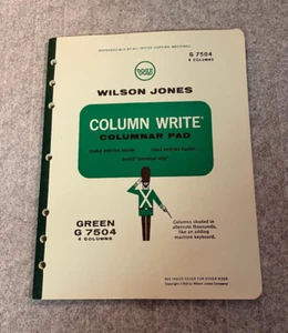 Vintage 1968 WILSON JONES Column Write Columnar Pad Green G7504 4 Column Unused - Picture 1 of 5