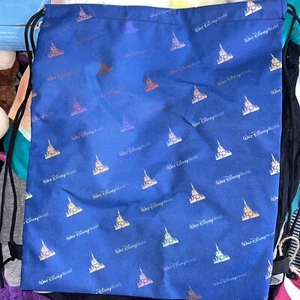 Walt Disney World 50th Anniversary Drawstring Bag Backpack Castle Blue NEW - Picture 1 of 6