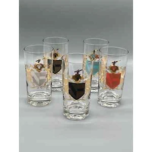 Mid Century Federal Glas Camelot Wappen Longdrinkglas 5 Stück - Bild 1 von 8