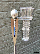 Analoge-Wetterstation, Regenmesser + Thermometer als Gartenstecker am Stab 125cm