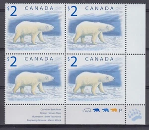 CANADA MINT 1690LRNH $2.00 x 4, POLAR BEAR, NOT TAGGED, PETERBOROUGH PAPER - Picture 1 of 1