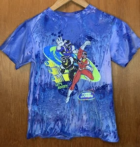 Rare Vintage 1998 Power Ranger’s Tshirt Youth Large Tie Dye Blue Destroyed Saban - Picture 1 of 10