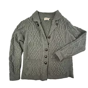 Blarney Woollen Mills Chunky Fisherman Knit 100% Wool Cardigan Sweater Medium - Picture 1 of 8