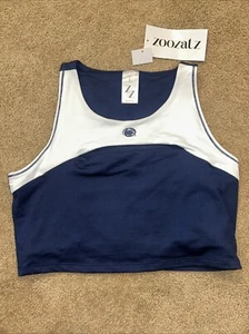 Pen State Nittany Lions Peek A Boo Tank W/ Building Bra Sz L Racer Back Blue Wht - Picture 1 of 16