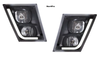*NOVO* 2004-2015 PARA Volvo VN VNL Preto LED Bar DRL conjunto farol de neblina par lâmpada - Imagem 1 de 3