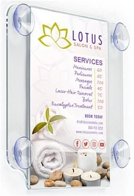 Set of 2 8.5"W x 11"H Window Sign Holder Double Sided with Suction Cups - Image 1 of 3