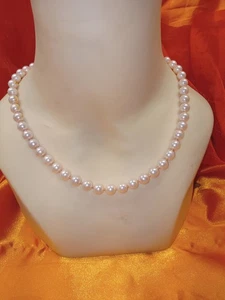Vintage Perlenkette imitat - klassische cremeweiße Perlen - filigraner Verschluss - - Bild 1 von 3