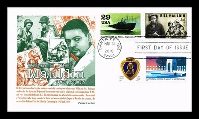 DR JIM STAMPS US COVER BILL MAULDIN WWII CARTOONIST FDC COMBO PANDA CACHET - Image 1 of 2