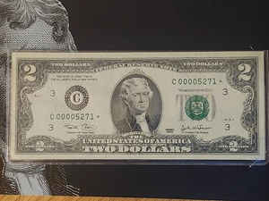 2003 $2 BEP STAR NOTE PHILADELPHIA DISTRICT "ONLY" 16k PRINTED C00005271* - Picture 1 of 7