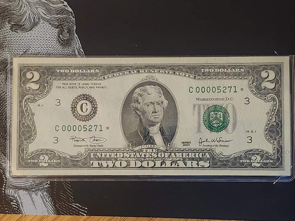 2003 $2 BEP STAR NOTE PHILADELPHIA DISTRICT "ONLY" 16k PRINTED C00005271* - Image 1 of 4