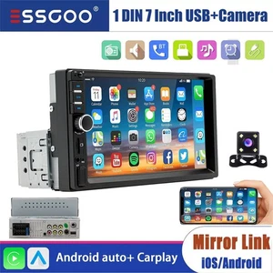 7" Single 1 DIN Car Radio Stereo Apple Carplay Android Auto Touch Screen USB BT - Picture 1 of 14