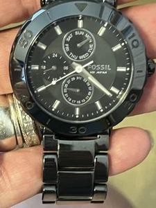 FOSSIL Bannon Herren Multifunktionsuhr schwarzes Ziffernblatt Tag Datum Edelstahlband - Bild 1 von 12