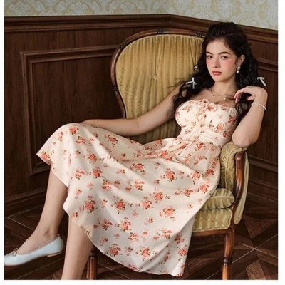 Nuevo con etiquetas Vestido Midi Scarlett Darkness Floral Sin Mangas Plisado Línea A Naranja XL Foto 1 de 4