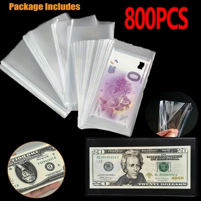 4-Size_800_Pcs_Currency_Sleeves_-_Clear_Holders,_Banknote,_Trading_Card_Storage - Image 1 of 4