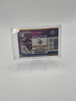 2024 Optic CASE HIT SSP First Class Ticket Silver Prizm Justin Jefferson Vikings - Image 1 of 4